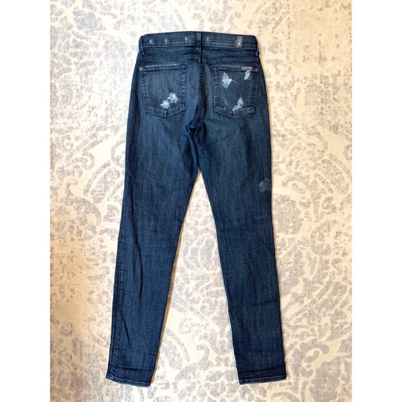 RARE 7FAM Slim Cigarette Distressed Studded Jeans - Picture 2 of 4